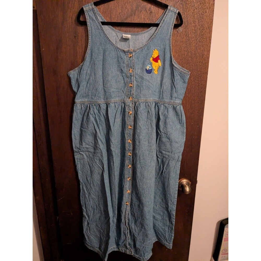 Vintage Winnie The Pooh XL/1x Button Up Denim Dress